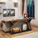 Console Table With 2 Tier Storage And Half Moon Frame For Hallway - Brown / Black