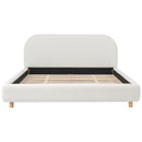 Queen Size Upholstered Bed With Boucle Fabric