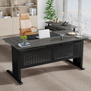 L-Shaped Executive Desk With File Cabinet, Office Workstation With Drawers, Shelves & Storage by HouseOfZazla