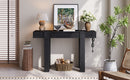 TREXM Rustic Minimalist Console Table with Hidden Drawer, Side Power Outlet