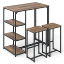 3-Piece Bar Table Set for 2 Bar-Height Dining Table with 2 Stools-Rustic Brown by LJGDeals