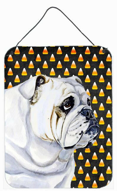 Bulldog English Candy Corn Halloween Portrait Wall or Door Hanging Prints