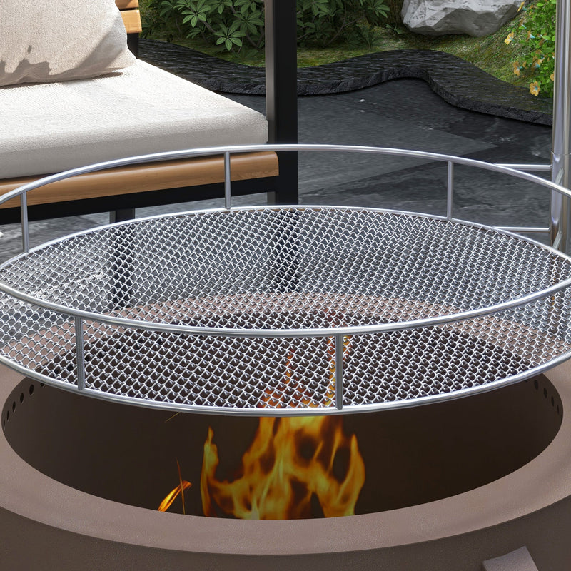 2-in-1 Smokeless Fire Pit, BBQ Grill, 19" Portable Wood Burning Firepit with Cooking Grate and Poker, Low Smoke Camping Bonfire Stove for Backyard Patio Picnic, Steel, Bronze