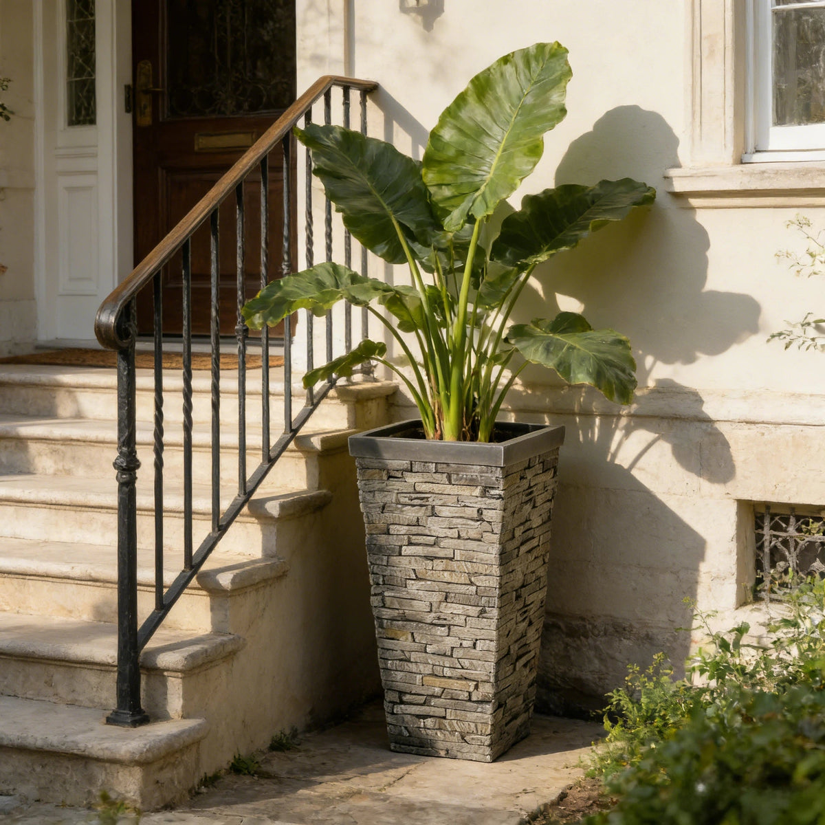 Tall Stone-Effect Square Planter, photo 3 of 10