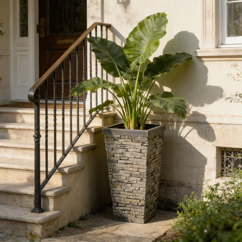 Tall Stone-Effect Square Planter, photo 3 of 10