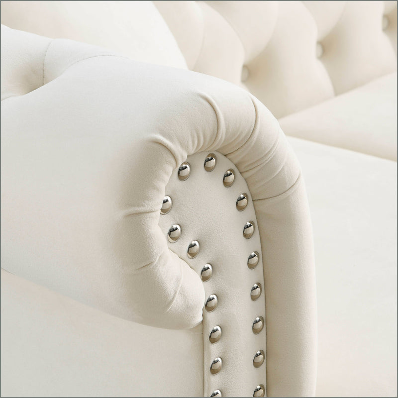 3-seater + 3-seater Combination sofa.Beige Velvet(W834S00063)