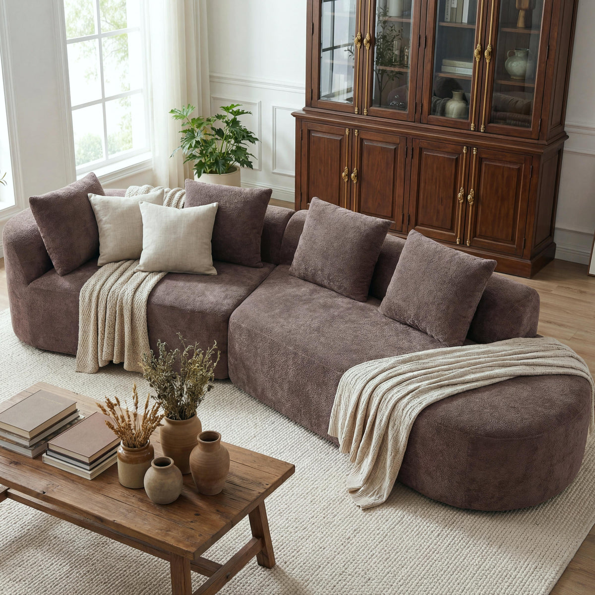 116" Modern Curved Sectional Sofa with High-Density Fully Compressed Sponge, photo 3 of 10