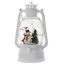 Christmas Plastic / Resin Lantern With Snowman & Tree LED / Water Spinning / 6 Hours Timer, 3*AA Batteries Required - White / Multi by Unique Piece Furniture
