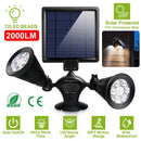 Solar Lights Outdoor Solar Power Motion Sensor Spotlights 2000lm Security Lights w/ Dual Head 360¡ Rotatable IP44 Wall Lights Garden Garage Driveway