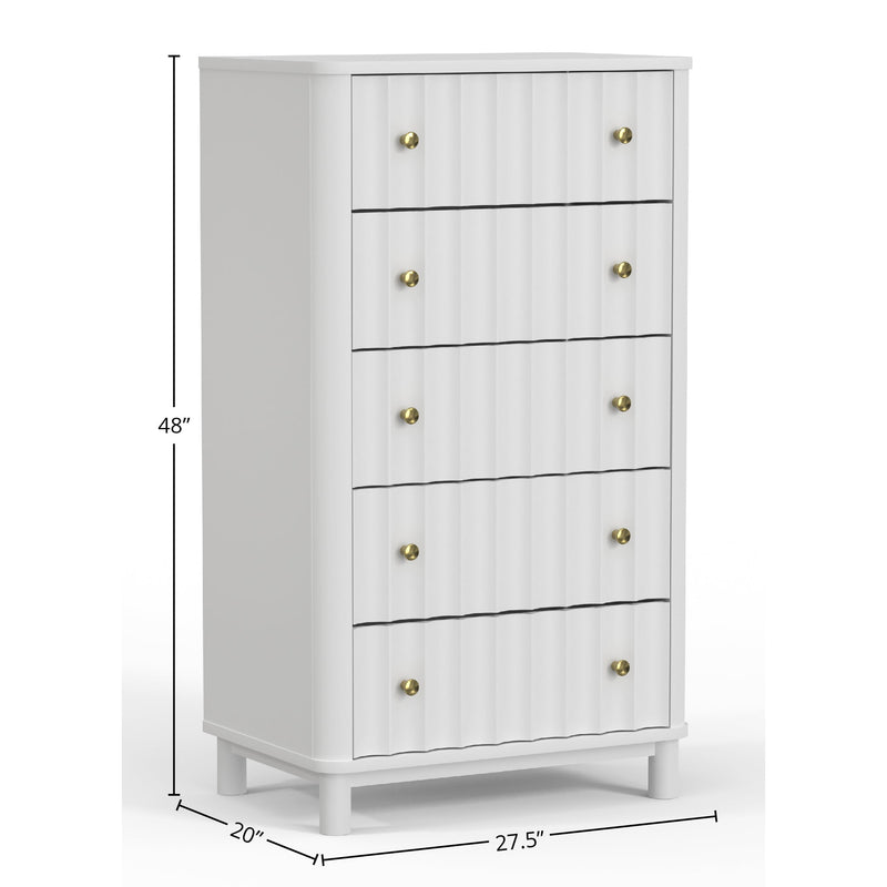 Stapleton Five Drawer Chest, White