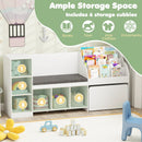 Kids Bookcase with Reading Nook 4-in-1 Standing Toy Organizer-White by LJGDeals