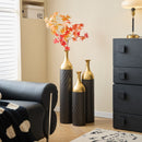 Elegant Floor Vase Set Metal Decorative Vases 3 Piece Set For Floral Display, Wedding & Gift Decor - Gold / Black by HouseOfZazla