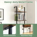 5-Tier Ladder Bookcase with Drawer and Metal Frame for Study Home Office-Rustic Brown by LJGDeals