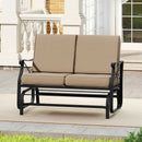 Outdoor 2-Person Glider Rocking Chair Loveseat with Thick Cushions and Metal Frame-Brown by LJGDeals