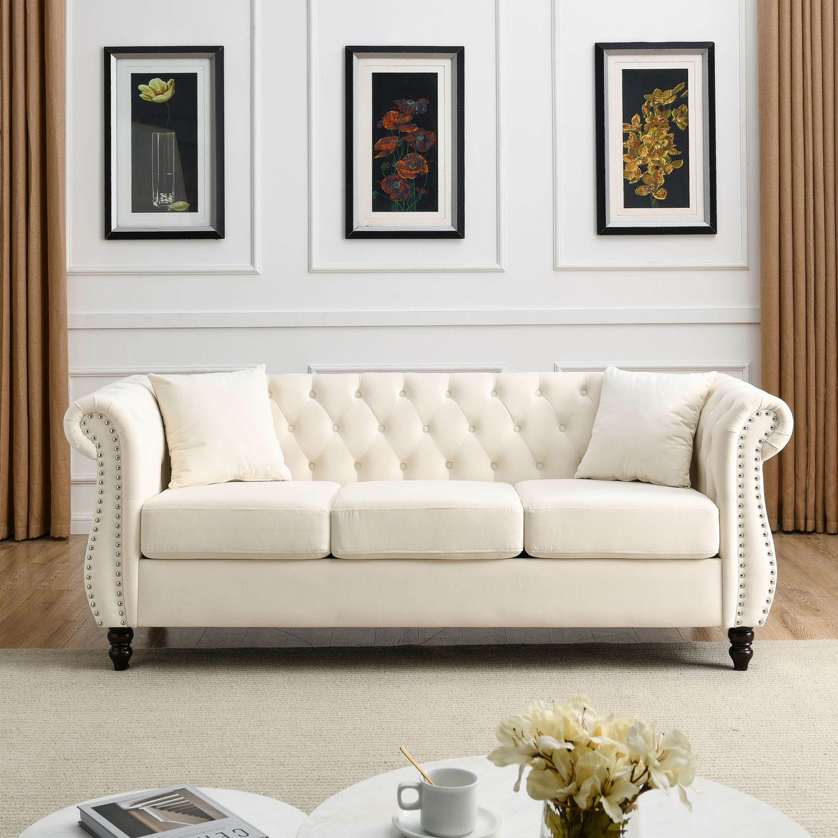 Chesterfield Sofa With Rolled Arms And Nailhead Trim, photo 15 of 40