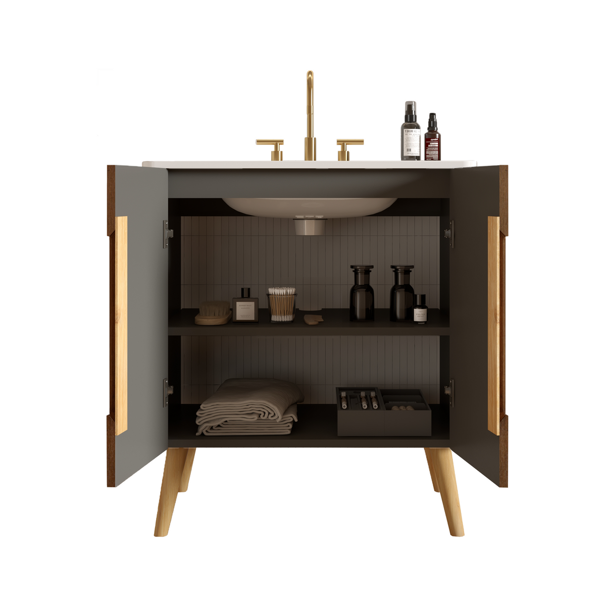Etna 30"F Striped Bathroom Vanity, photo 7 of 10