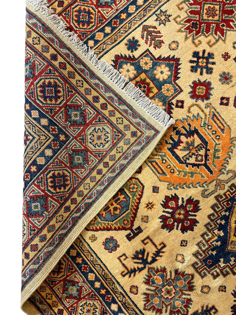 Fine Hand Knotted Afghani Super Kazak Rug 5 x 7