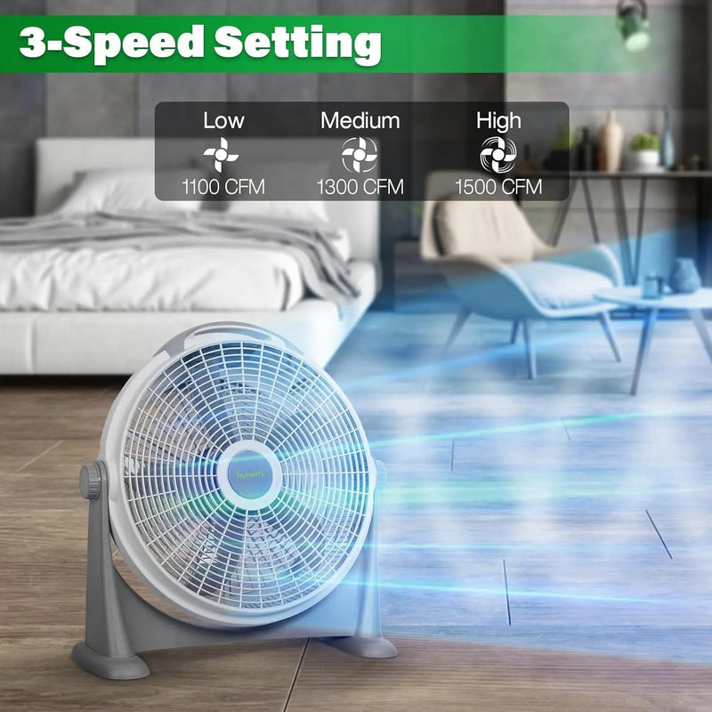 20" Pivoting Air Circulator Fan, 3-Speed High Velocity Floor Fan with 340 Degree Adjustable Tilt, Portable Plastic Floor Fan