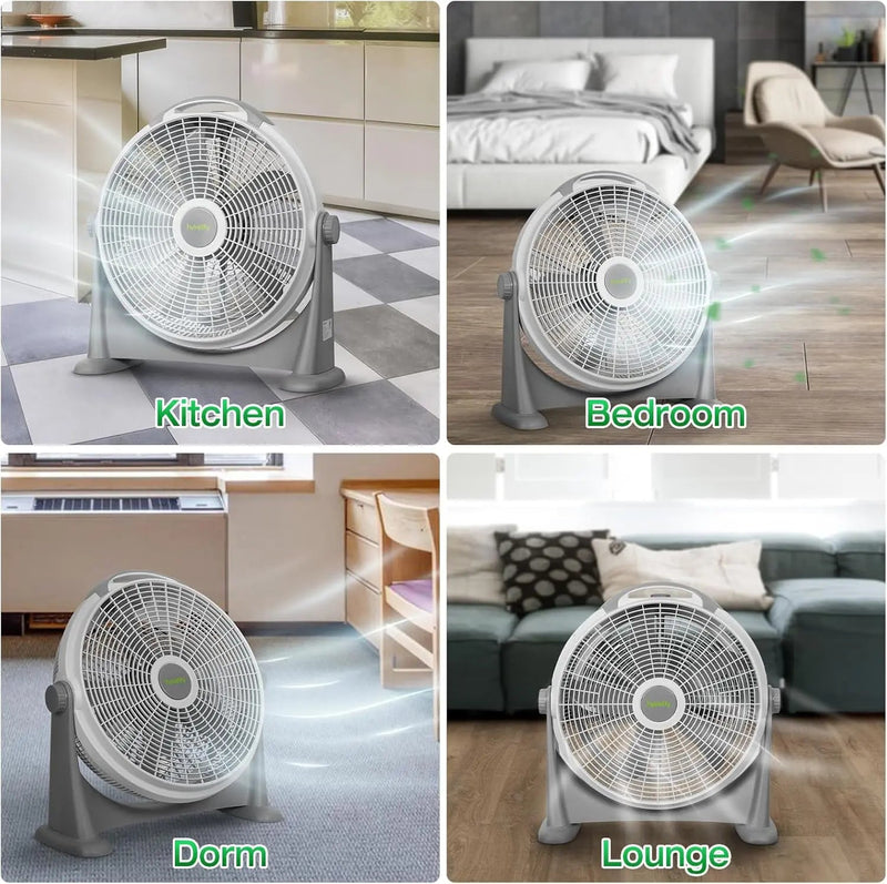 20" Pivoting Air Circulator Fan, 3-Speed High Velocity Floor Fan with 340 Degree Adjustable Tilt, Portable Plastic Floor Fan