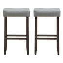 Set of 2 Nailhead Saddle Bar Stools 29 Inch Height by LJGDeals