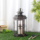 12“H Medium Metal Candle Holder(Black with Gold Brush)