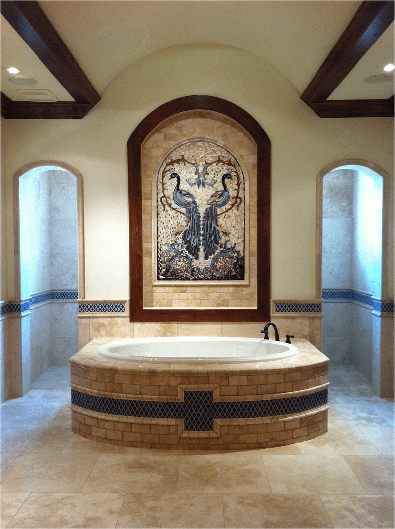 Peacocks Mosaic Tile Wall Art