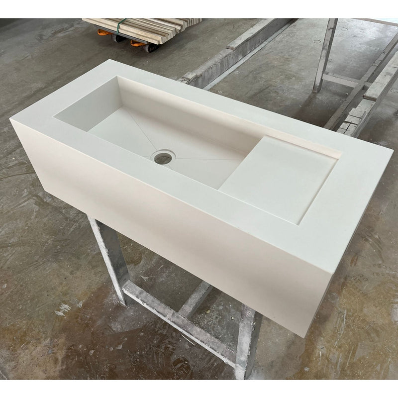 White Quartz Handcrafted Kitchen and Bathroom Sink - Engineered Stone Durability, photo 5 of 12