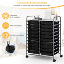 20 Drawers Storage Rolling Cart Studio Organizer-Black