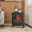 1400W Electric Stove Heater with 3-Level Flame Effect and 3-Sided View-Black by LJGDeals
