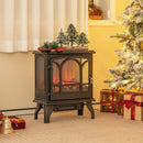 1400W Electric Stove Heater with 3-Level Flame Effect and 3-Sided View-Black by LJGDeals