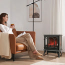 1400W Electric Stove Heater with 3-Level Flame Effect and 3-Sided View-Black by LJGDeals