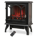 1400W Electric Stove Heater with 3-Level Flame Effect and 3-Sided View-Black by LJGDeals