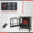 1400W Electric Stove Heater with 3-Level Flame Effect and 3-Sided View-Black by LJGDeals