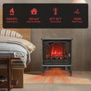 1400W Electric Stove Heater with 3-Level Flame Effect and 3-Sided View-Black by LJGDeals