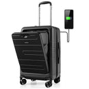 20 Inch Carry-on Luggage PC Hardside Suitcase TSA Lock with Front Pocket and USB Port by LJGDeals