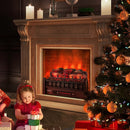 20 Inch Electric Fireplace Heater with Realistic Pinewood Ember Bed-Black by LJGDeals