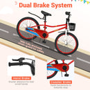 20 Inch Kids Bike Adjustable with Kickstand and Storage Basket for Aged 8+ Years