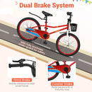 20 Inch Kids Bike Adjustable with Kickstand and Storage Basket for Aged 8+ Years by LJGDeals