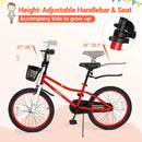 20 Inch Kids Bike Adjustable with Kickstand and Storage Basket for Aged 8+ Years by LJGDeals