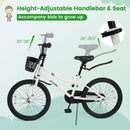 20 Inch Kids Bike Adjustable with Kickstand and Storage Basket for Aged 8+ Years