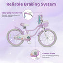 Kids Bike 12-20 Inch with Training Wheels & Basket Purple