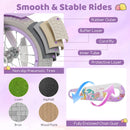 Kids Bike 12-20 Inch with Training Wheels & Basket Purple