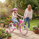 Kids Bike 18-Inch with Training Wheels and Basket Rose Red