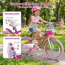 Kids Bike 18-Inch with Training Wheels and Basket Rose Red