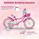 Kids Bike 18-Inch with Training Wheels and Basket Rose Red by LJGDeals