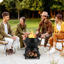 20 Inch Patio Fire Pit Metal Camping Fire Bowl with Pot Holder and Storage Shelf-Black by LJGDeals