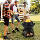 20 Inch Patio Fire Pit Metal Camping Fire Bowl with Pot Holder and Storage Shelf-Black by LJGDeals