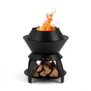 20 Inch Patio Fire Pit Metal Camping Fire Bowl with Pot Holder and Storage Shelf-Black by LJGDeals
