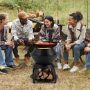20 Inch Patio Fire Pit Metal Camping Fire Bowl with Pot Holder and Storage Shelf-Black by LJGDeals