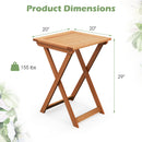 20 Inch Hardwood Patio Folding Table with Slatted Tabletop by DirectDeals